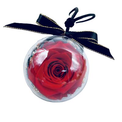 China Popular Design Unique Hot Selling Home Decoration Product Car Immortality Flower Glass Ball Car Pendant Decoration for sale