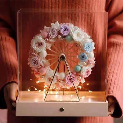 China Fashionable New Hydrangea Home Acrylic Box Ferris Wheel Decoration Valentine's Day Gift For Your Girlfriend Tanabata Decoration for sale