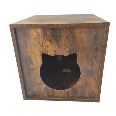 China 2022 Sustainable Creative Antique Design Cat Litter Box Particleboard Quadrate Bin Biodegradable for sale