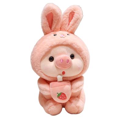 China Decoration/Home Gift Cute milk tea pig plush toy custom stuffed soft plush toy cartoon pig rabbit tiger doll birthday gift  pig plush toy for sale