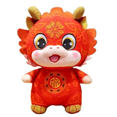 China Gift Children Play 2024 New Year Chinese Zodiac Ox 20CM Lucky Dragon Plush Toy Kawaii Red Dragon Mascot Plush Doll Stuffed For Kids New Year'S Gift for sale