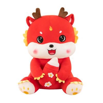 China No Factory Customized Dragon year mascot plush toy bottle dragon doll ornaments decorative cushion New Year gift for sale