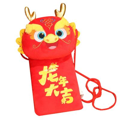 China Cute Fun factory custom cheap competitive price dragon plush bag Chinese dragon bag new year red bag for sale