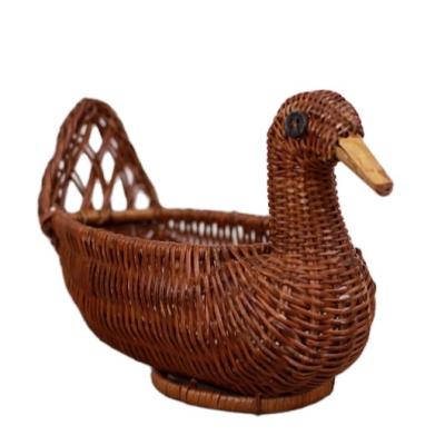 China Old Duck Basket Woven Vintage Basket Rattan Duck Wicker Basket Egg Bowl from Europe for sale