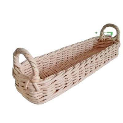 China Europe Rectangular Basket For Kitchen Small Wicker Basket With Handles Beige Storage Basket for sale