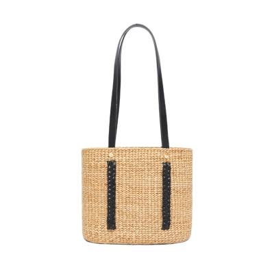 China Europe Vegetable Plankton Beach Basket Bag With Leather Handles Summer Beach Active for sale