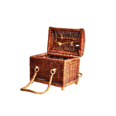 China Small Europe vintage treasure chest or basket wicker basket from the 1970s for sale