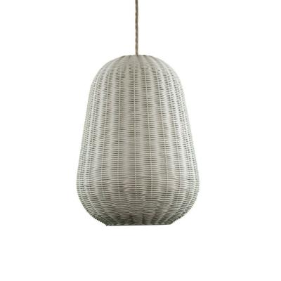 China Europe White Egg Lamp Rattan Basket Lamp Shade Pendant Light Fixture Boho Decoration for sale