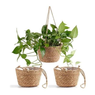 China China Boho Hanging Basket In-&outdoor Natura Plant Plankton Plant Plankton Flower Pot Laundry Plant Basket Woven Rattan Boho Storage Bohemian Basket for sale