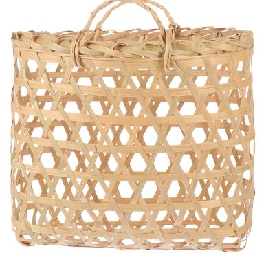 China Europe 1Pc Woven Fruit Basket Portable Picnic Basket Tea Snack Storage Bamboo Basket for sale