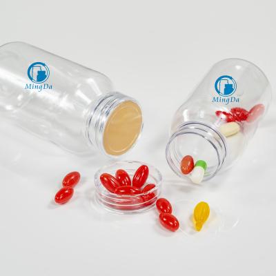 China Medicine/Foods/Candy/Peanut Colorful Medicine/Slant Round PET Bottle 300ml /Softgel/Capsule Prescription Pill Plastic Packaging Manufacturer for sale