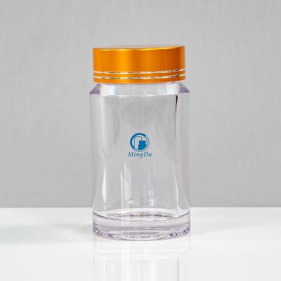 China Medicne Transparant Molded Injection Vial Medicine /Plastic Metal Cap PETG Packing Jar 100ml for sale