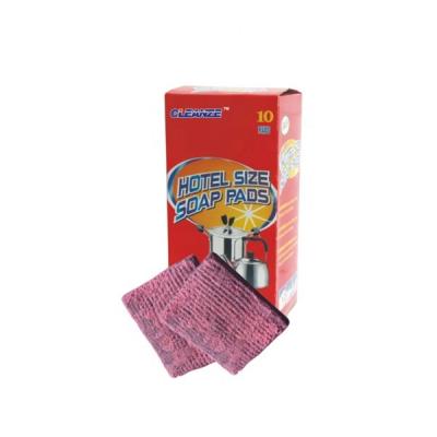 China Red Color Sustainable Square Type 30g Soap Pads / PC Steel Wool For Dishes Washing for sale