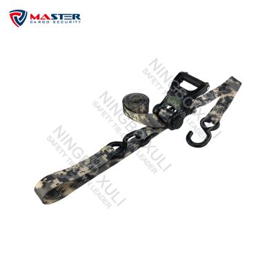 China Cargo Control 1-1/4 Inch X 10 Feet Web Sling Camouflage Ratchet Tie Down Digital Strap With Buckle for sale