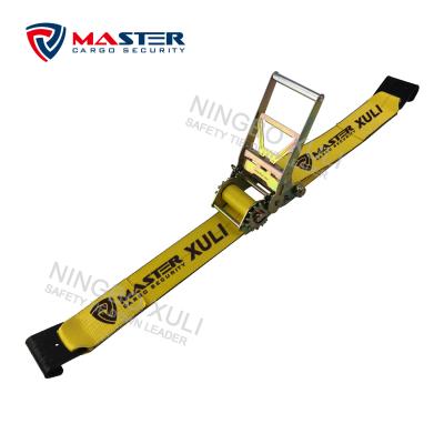 China Cargo Check Ratchet Strap 4' Ties 4 Inch Wide Flat Hook For Trucks for sale