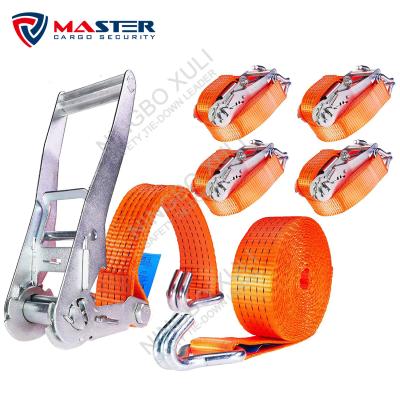 China Cargo Control 50 Mm Lashing Strap Lorry Lashing Strap 2 Pieces 5000 Kg 12 Meter Lashing Belt Ratchet 5t Strap for sale