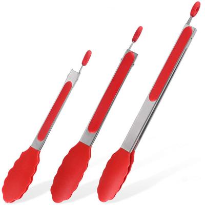 China Wholesale Kitchen Food BBQ and Cooking Tongs Viable 7/9/12/14 Inch Silicone Kitchen Food Tongs for sale