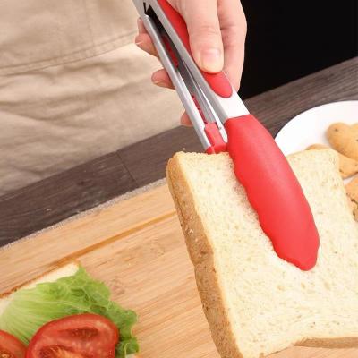 China 2023 New Kitchen Stainless Steel BBQ Food Tongs With Nylon Tips Cooking Long Lasting Tongs Size S/M/L Size for sale