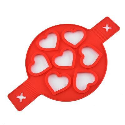 China Custom Viable Silicone 7 Cavity Heart Shape Eggs Frying Pan Non-Stick Mold Kitchen Pancake Maker for sale