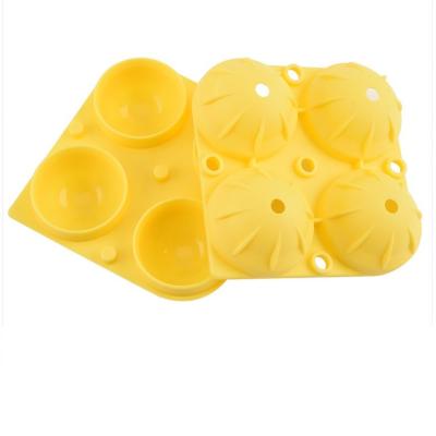 China Sustainable Silicone Ice Cube Ball Mold 4 Round Ice Trays With Lid Funnel for sale