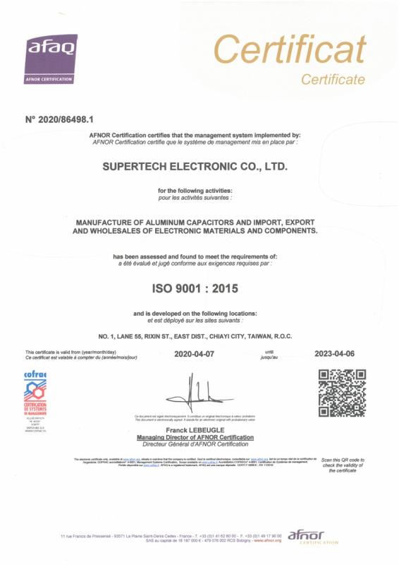 ISO9001 - SUPERTECH ELECTRONIC CO., LTD.