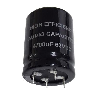 China Professional audio aluminum electrolytic capacitors for 4TT application guided audio/amplifier current use 10,000 hours, 4PIN 4700uf 63v for sale