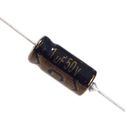 China CBB25 Axial Terminals High Quality Consumer Products Electronic Taiwan Manufacturer, 105C Aluminum Electrolytic Capacitor 1uf 50V for sale