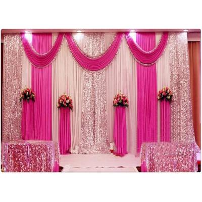 China For wedding HOT SALE LONGSUN wedding stage decorations backdrop party birthday event drapes with swag silk fabric curtain for wedding birthday event for sale