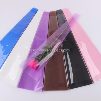 China LONGSUN Scrub Cellophane Colored BOPP Flower Sleeve Single Rose Transparent Flower Sleeve for sale