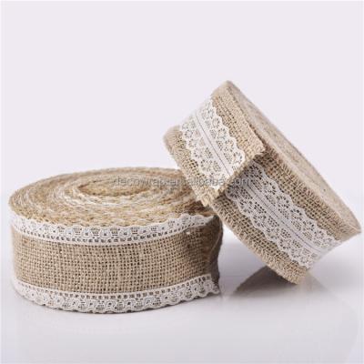 China Eco Friendly LACE LONGSUN Jute Ribbon With Lace for sale