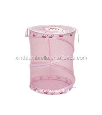 China 43x60cm Polyester And Mesh Fold Foldable Laundry Basket for sale