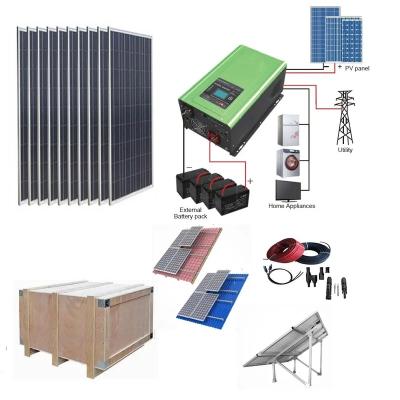 China Full set system hybrid solar system 3KW 5KW 8kw 10KW home solar power system for home for sale