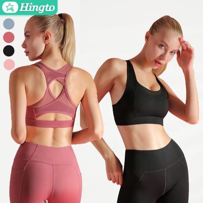 China 2021 Breathable Cross Back Breathable Sports Bra Sports Gym Fitness Yoga Cross Backless Crop Top for sale