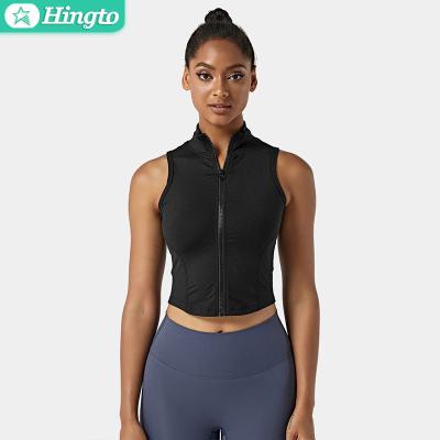 China New Arrival Front Zipper Sleeveless Collared Tank Top Women Breathable Sports Beach Top for sale