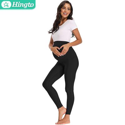 China Breathable Maternity Gaiters Over The Tummy Comfy Stretch Pull-On Workout Pants With Pockets for sale