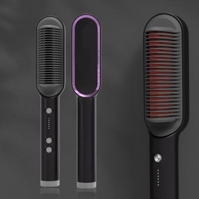 China Hair straightener and curler. Reduces Frizz and Static VKK New Design Ionic 2 in 1 Electric Curler Curling Irons Hair Straightener Brush Comb for sale