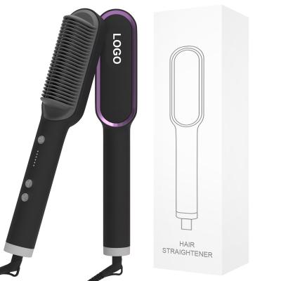 China Hair straightener and curler. Reduces Frizz and Static Comb Custom Ceramic Ionic Straight Flat Iron Electric Hair Straightener Brush for sale