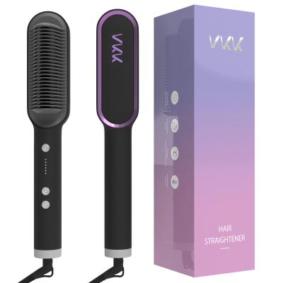 China Hair straightener and curler. Reduces Frizz And Static Hair Straightening 2 In1 Straight Hair Curling Iron Electric Curl Straightener Hot Comb Brush for sale