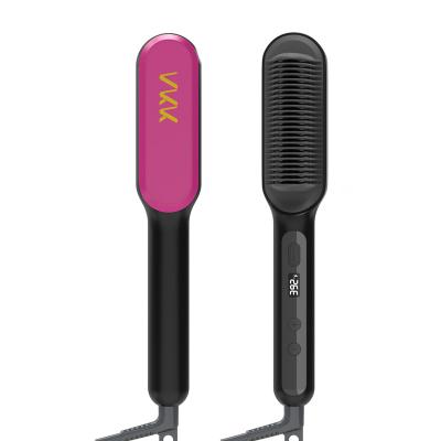 China Hair straightener and curler. Reduces Frizz And Vkk New Design Heiber Kamm Static Electric Hot Straight Hair Straightener Brush Thermal Comb for sale