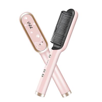 China Hair straightener and curler. Reduces Frizz and Static High Quality Electric Airbrush Curler Hair Straightener Hot Comb from Vkk Pettine Caldo for sale