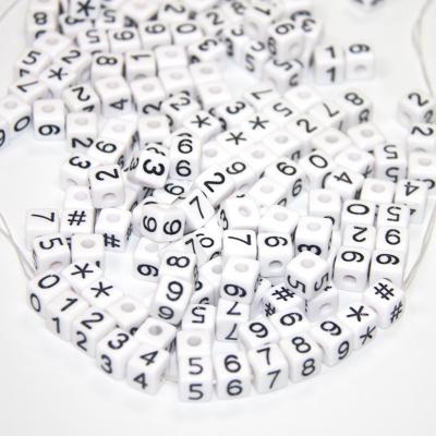 China Garment Accessories/Jewelry Bracelets & Large Size Decoration Necklaces / Letter Beads Wholesale Black White Base Cube 10mm Square Acrylic Number Beads for sale