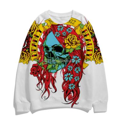 China Wholesale Anti-wrinkle Skull Hoodies For Men's Pullover Street Wear Digital Printing Crewneck Unisex Clothing for sale