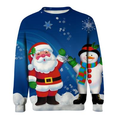 China Anti-Wrinkle Christmas Hoodies Women Long Sleeve Digital Printing Knitted Custom Pullover Crewneck Hoodies Unisex Adult for sale