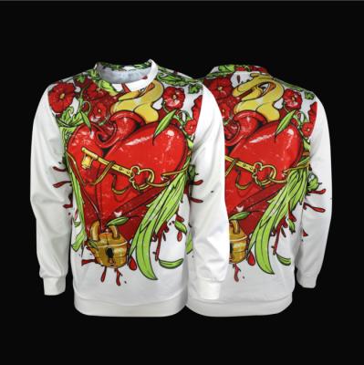 China Anti-wrinkle Fashion Men's Hoodies And Sweatshirts With Heart Printing Round Neck Men's Hoodie for sale