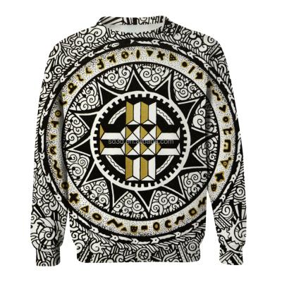 China Men's Anti-wrinkle Crewneck Hoodies Long Sleeve Digital Printing National Style Bohemia Logo Pullover Hoodies for sale