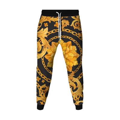 China Anti-Wrinkle Style Baroque Men's Pants Casual Quick Dry Golden Joggers For Men Logo Unisex Sport Sweatpants Custom 3D Printed for sale