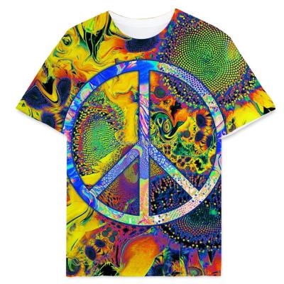 China 2021 new Anti-wrinkle design 3D graphic T-shirts for men print peace symbols boys summer workout shirts for sale