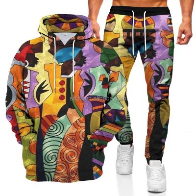 China New Design QUICK DRY Egypt Inbetweening Style Hoodies Pants Hot Sale Mens Suits Set Autumn 3d Printing for sale