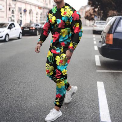 China Skull QUICK DRY Hoodies Set For Men Spring Autumn Unisex Tracksuits Custom Logo Sports Wear With Flowers for sale