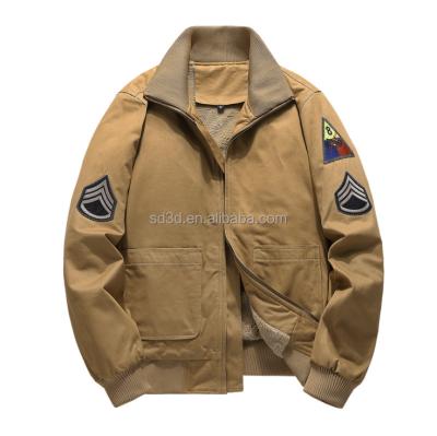 China Tank Suit Men Waterproof Popular Warm Khaki Jackets Shear Vintage Coat Army Green Air Force Pilot Jacket for sale